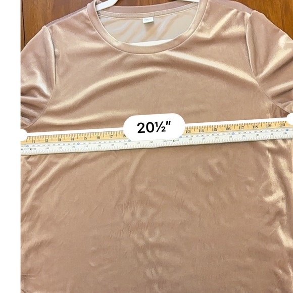 Old Navy Velvet T-Shirt Casual Short Sleeve Top‎ Soft Pink Women's L Luxe EUC - Picture 6 of 8